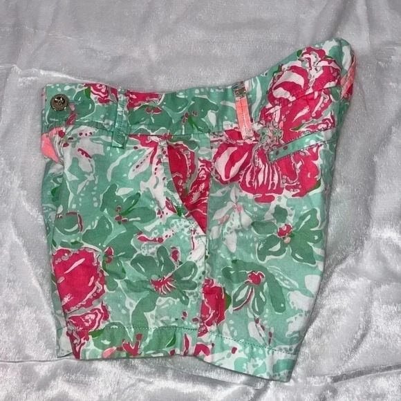 Lilly Pulitzer Women's Size 00 The Callahan Short Mint Green Pink Floral - Picture 9 of 9